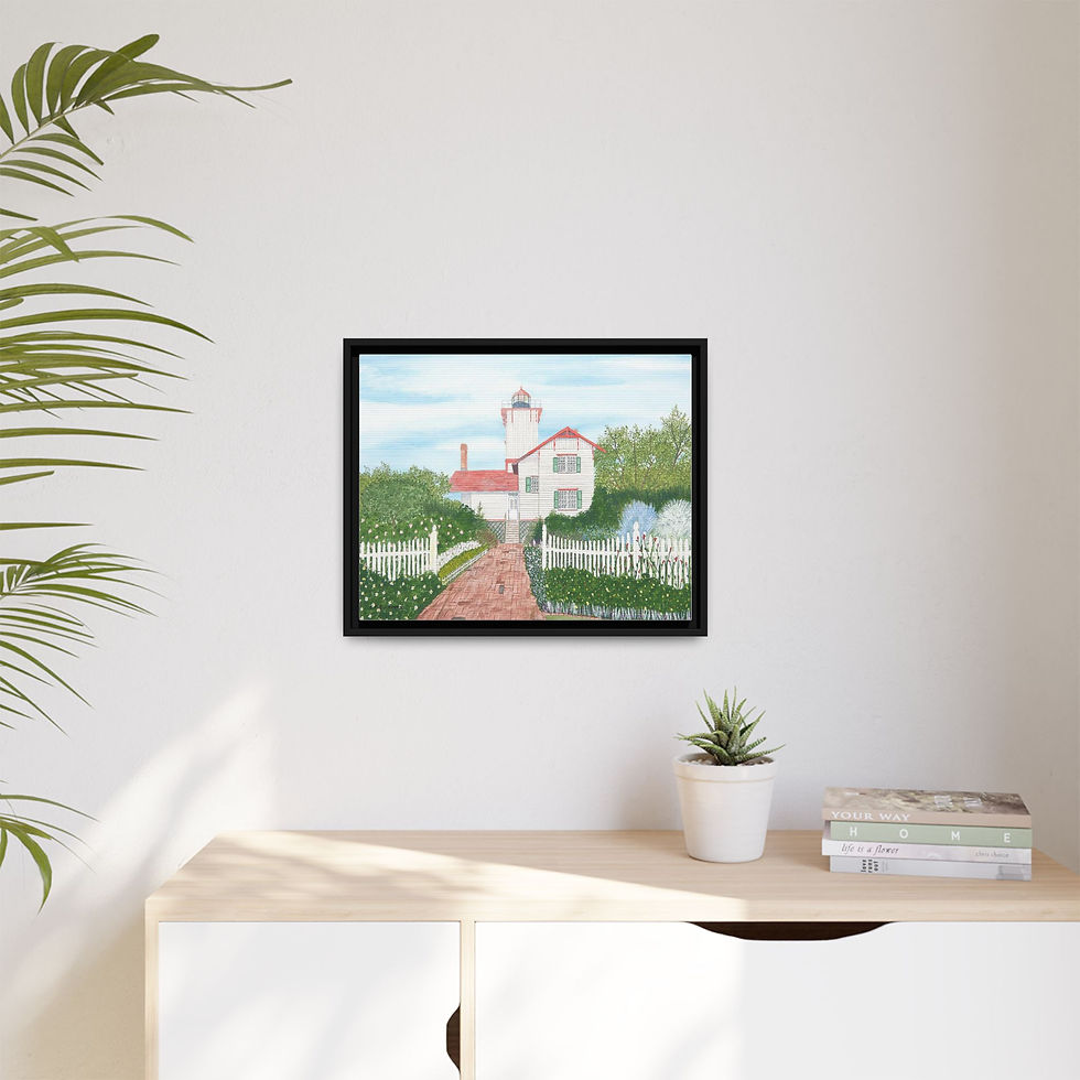Thumbnail: Hereford Inlet Lighthouse art with pinewood frame