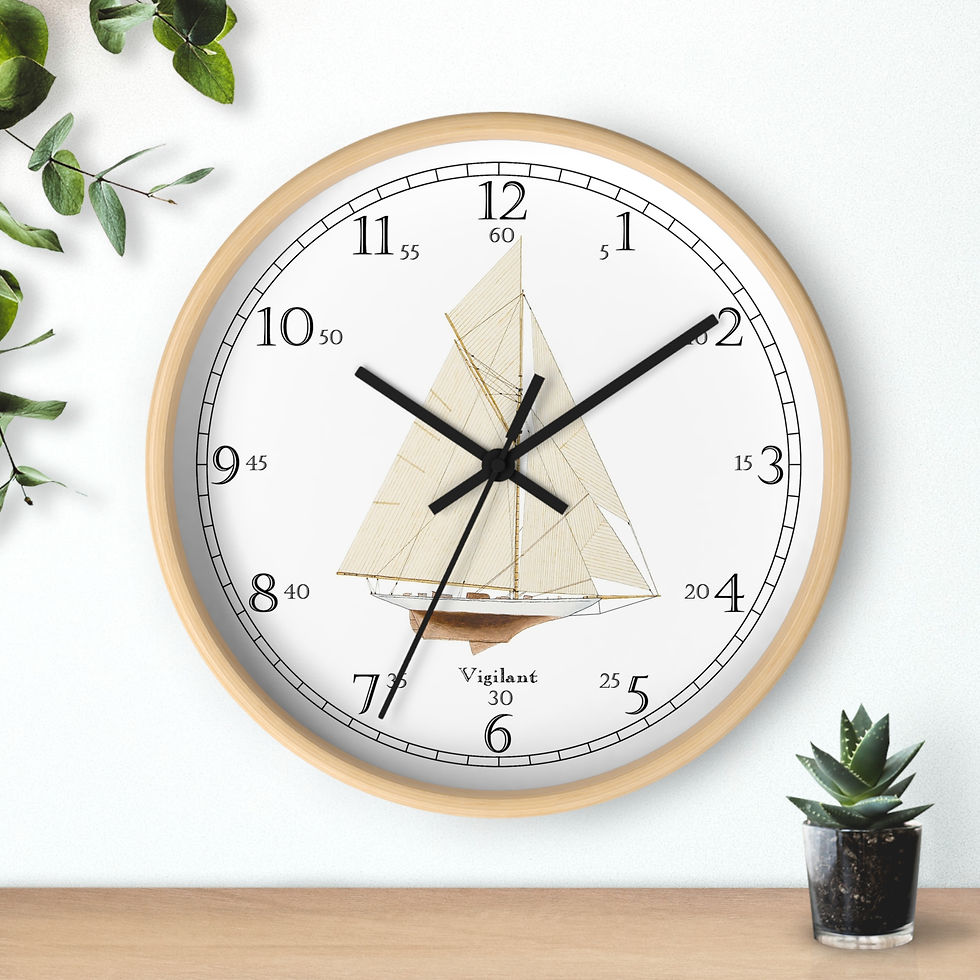 Thumbnail: Vigilant sailing ship clock with wooden frame