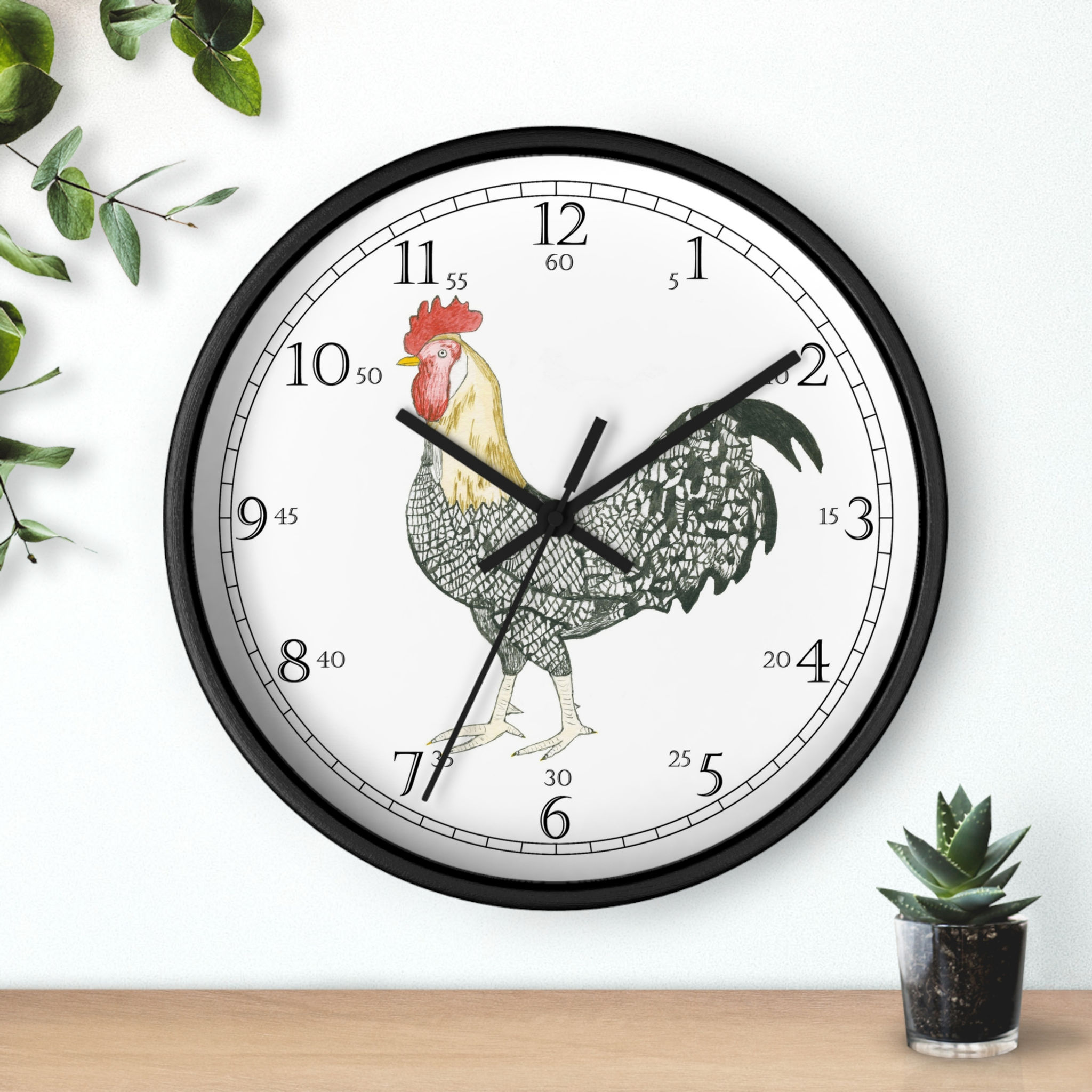 Charlie Rooster colorful farmhouse wall clock