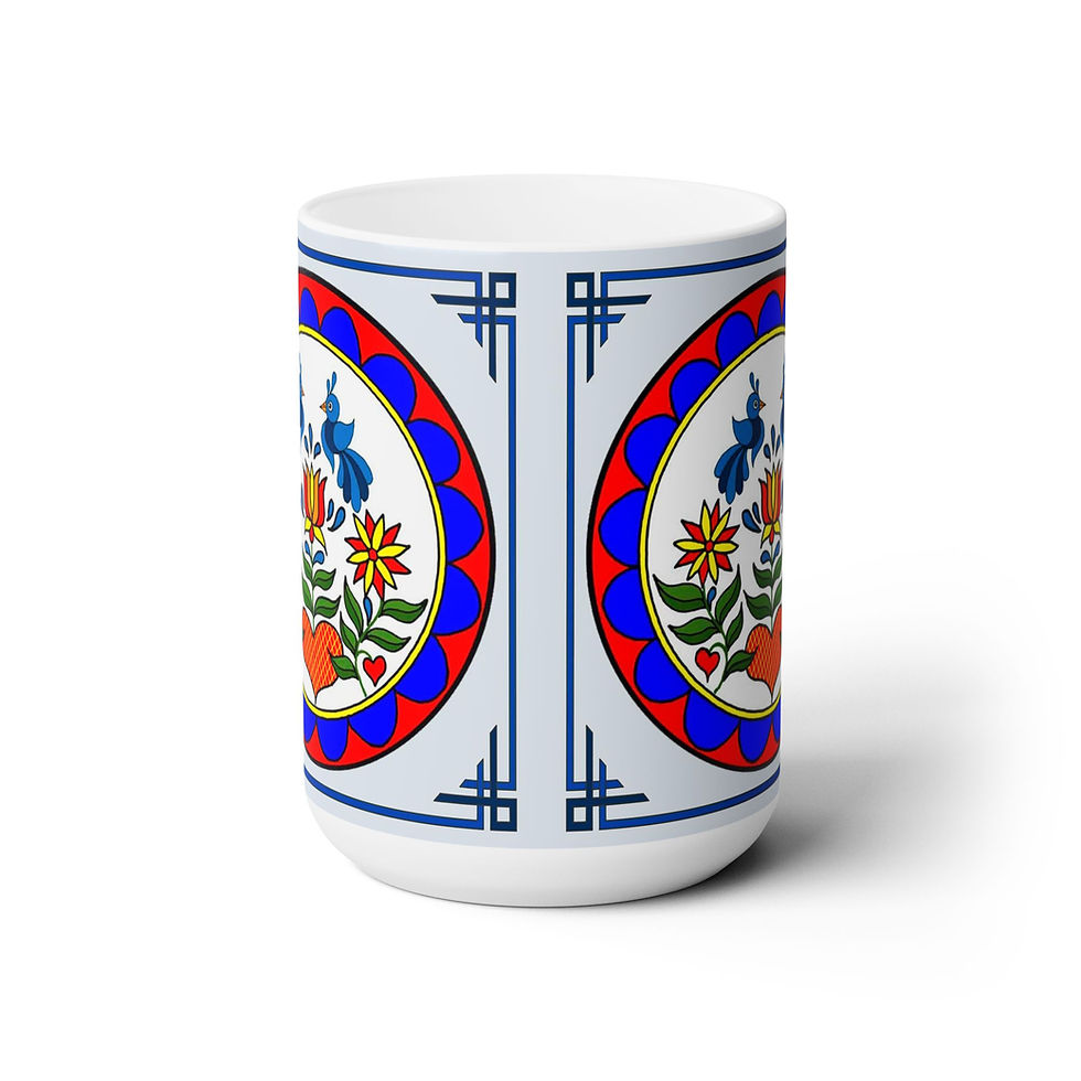 Double Distilfink Pennsylvania Dutch folk art mug
