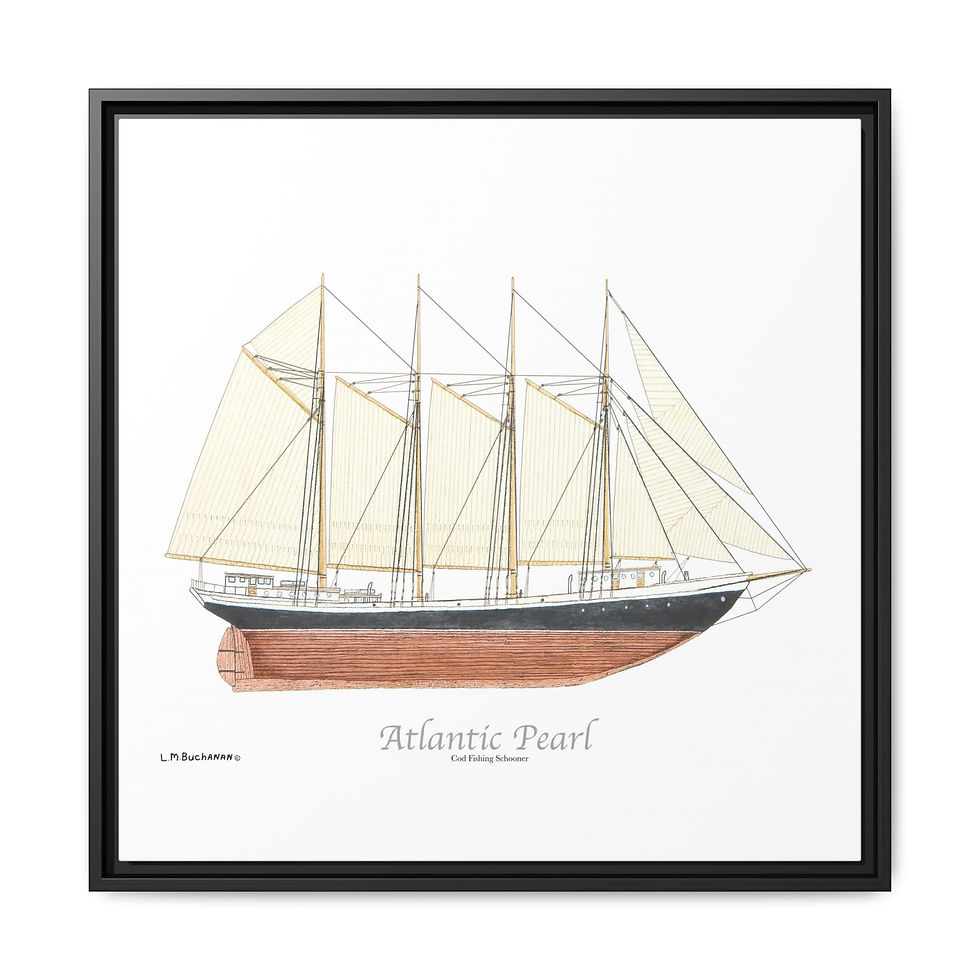 Thumbnail: Atlantic Pearl Cod Fishing Schooner Art in Pine Frame