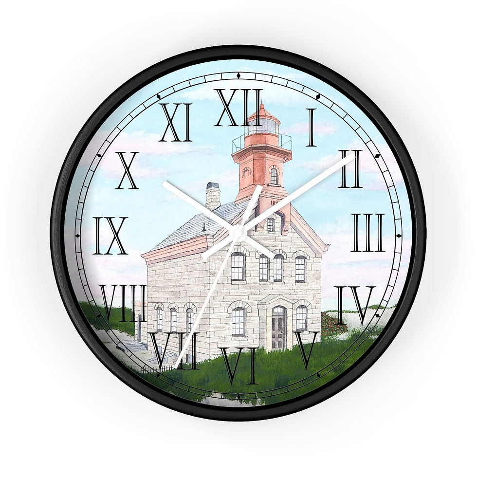 Thumbnail: Elegant Roman Numeral lighthouse wall clock with wooden frame.