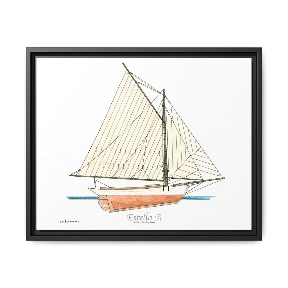 Thumbnail: Estella Maine Sloop framed watercolor of classic ship