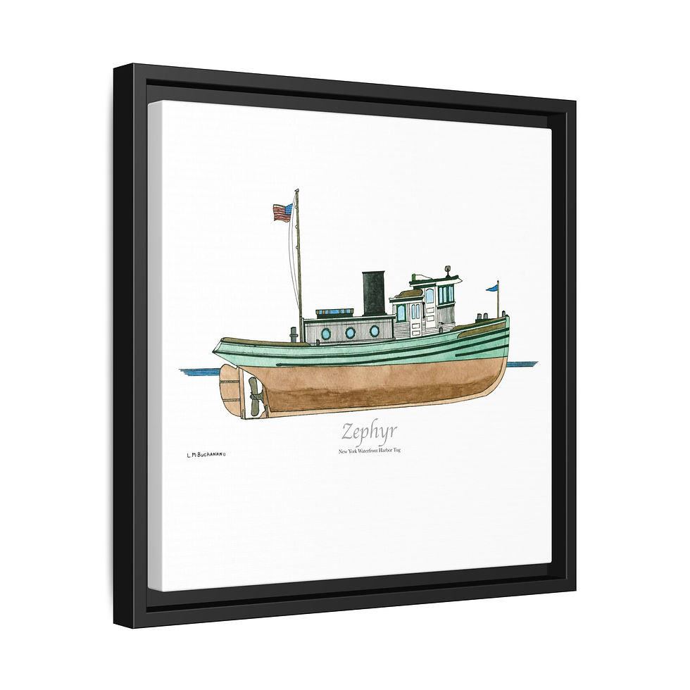 Thumbnail: Zephyr Diesel Tugboat wall art in rustic-style frame.