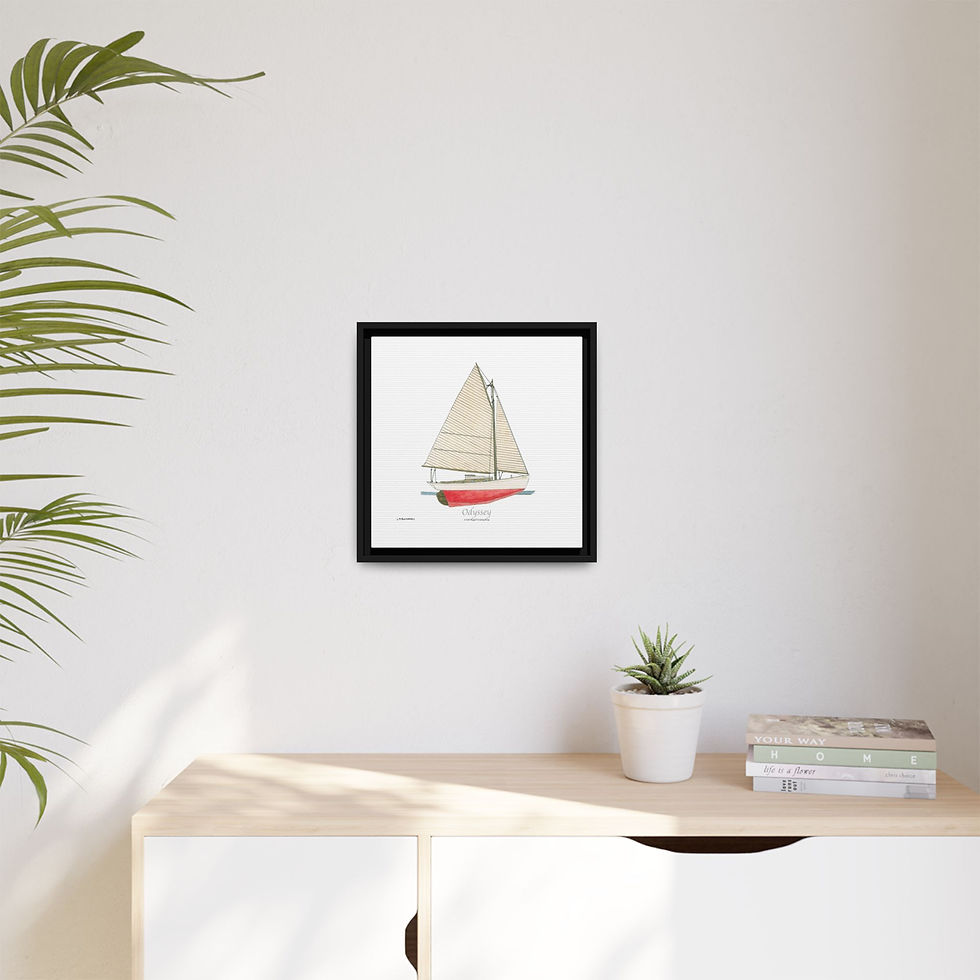 Thumbnail: Vibrant Odyssey gaff sailing ship watercolor wall art.