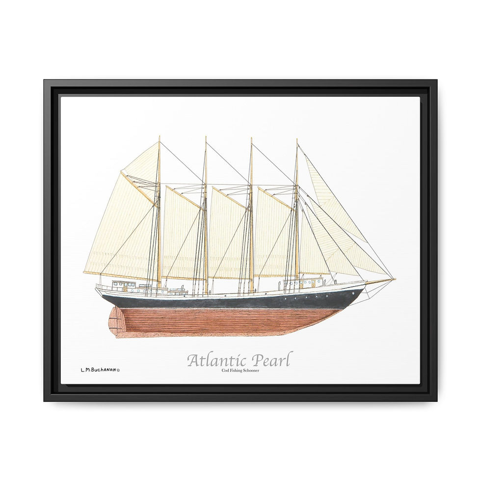Thumbnail: Atlantic Pearl Cod Fishing Schooner Art in Pine Frame