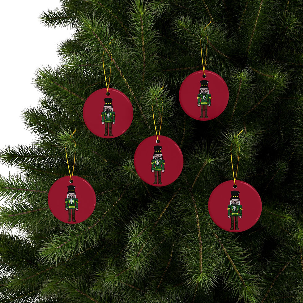 Thumbnail: Nutcracker soldier ceramic ornament, double-sided gloss