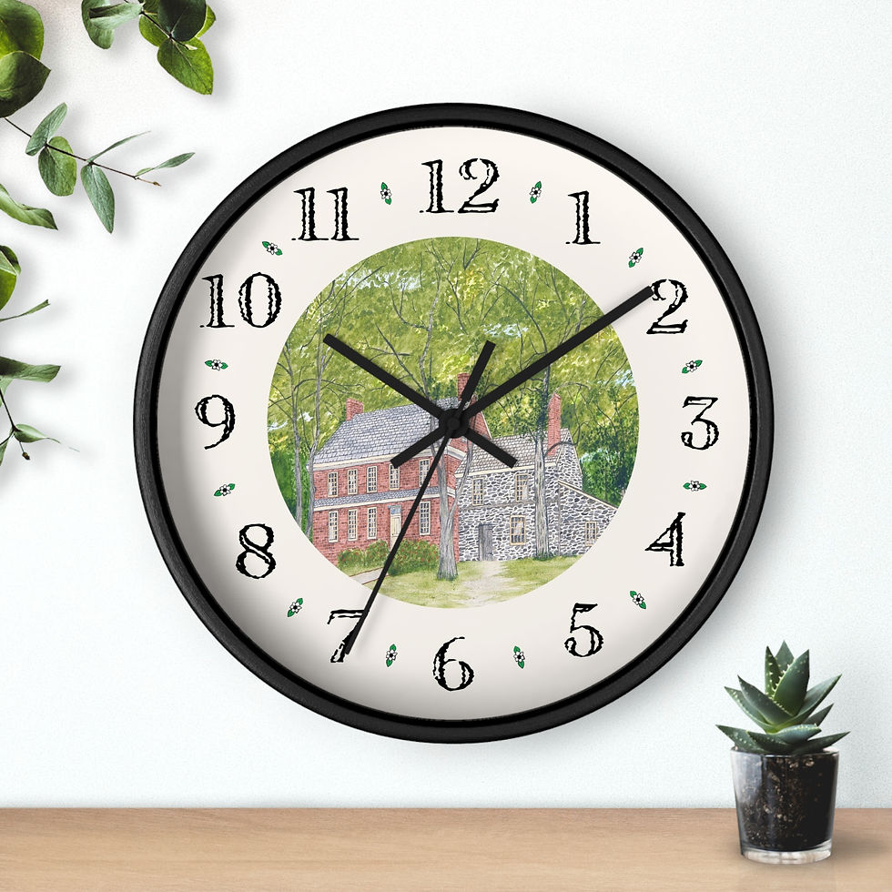 Manor House In Spring Designer Clock with wooden frame
