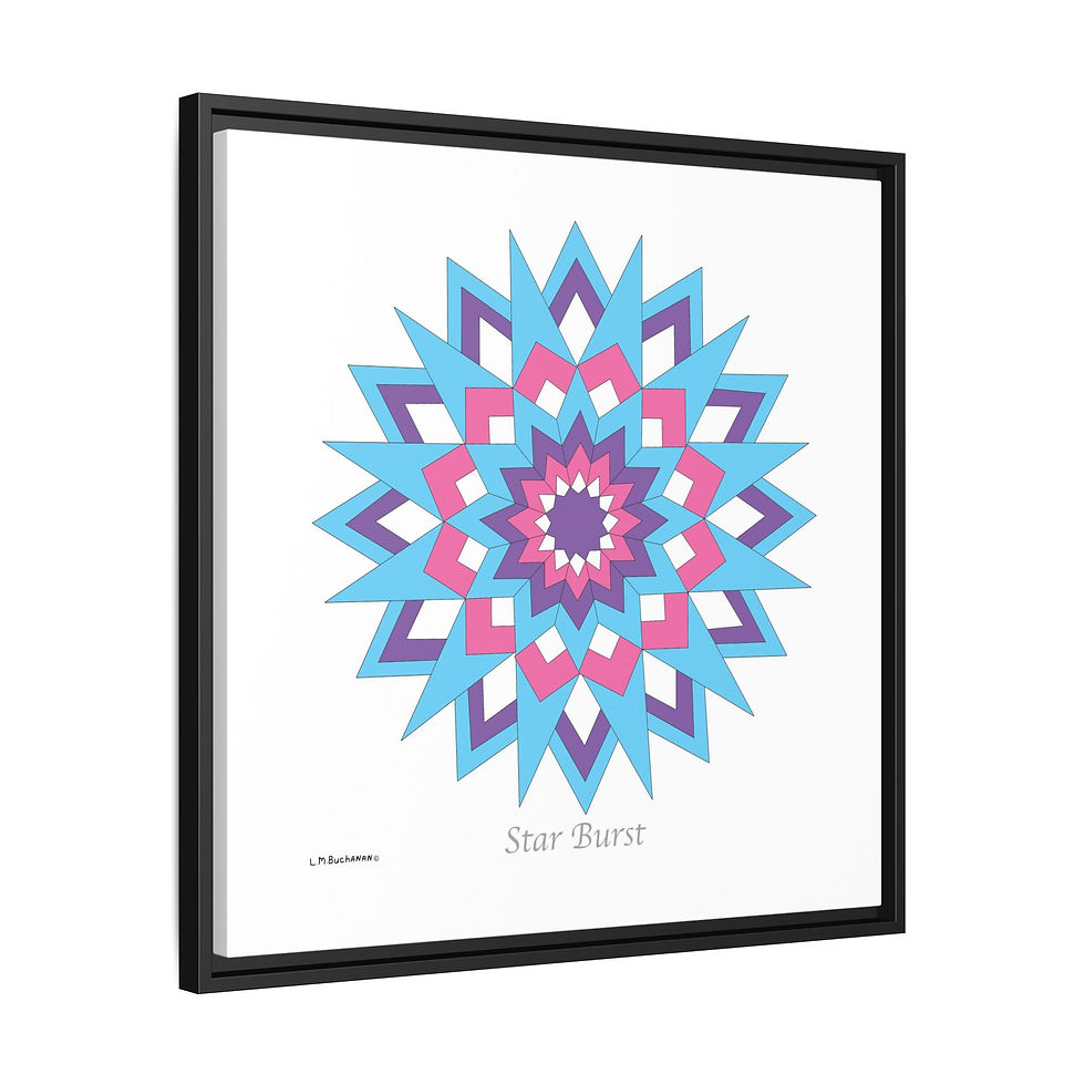 Thumbnail: Star Burst Quilt framed wall art - vibrant star design.