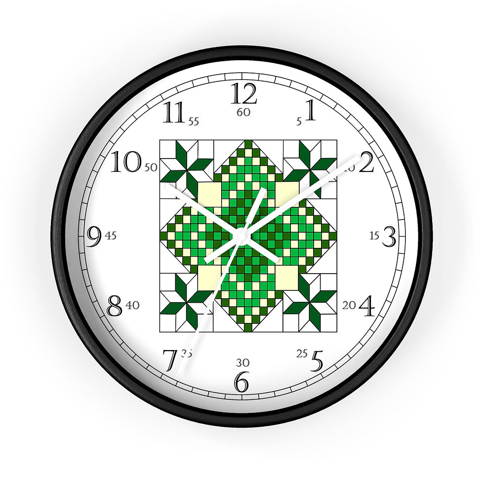Thumbnail: Quilt pattern clock with English numerals wall decor