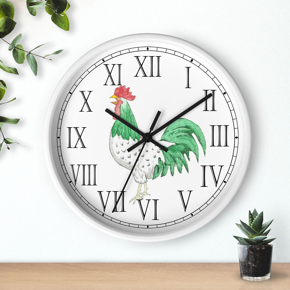 Thumbnail: Henry Rooster Clock with Roman numerals and custom frames.