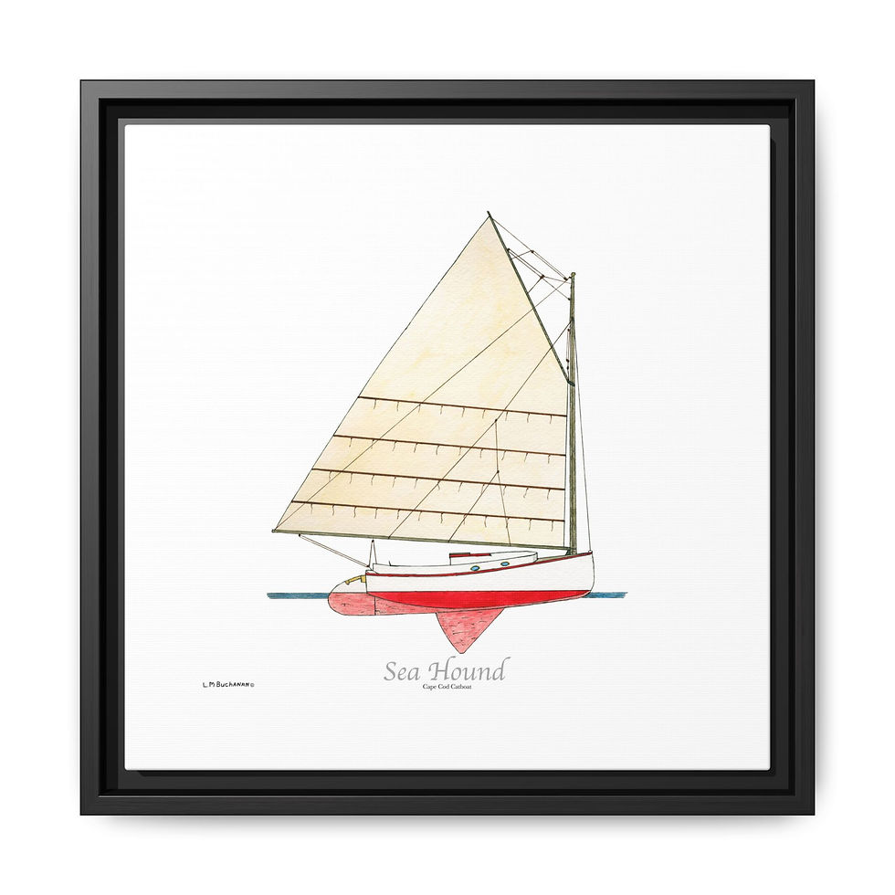 Thumbnail: Sea Hound framed wall art of Charles Crosby's historic catboat.