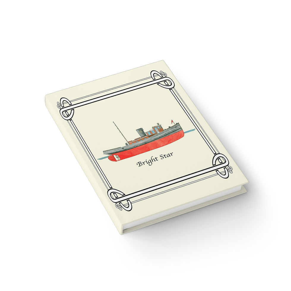 Thumbnail: Bright Star tugboat watercolor journal cover front & back