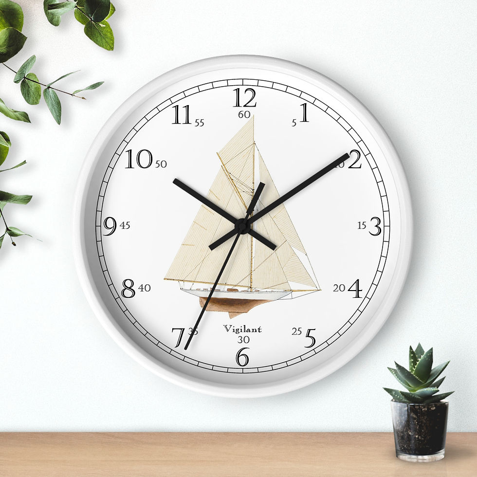 Thumbnail: Vigilant sailing ship clock with wooden frame
