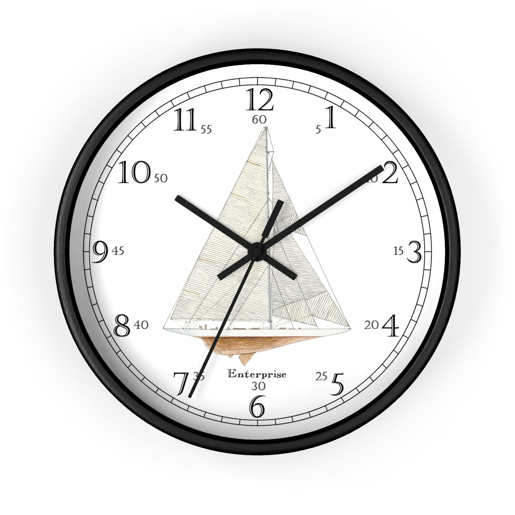 Nautical wall clock featuring the yacht Enterprise