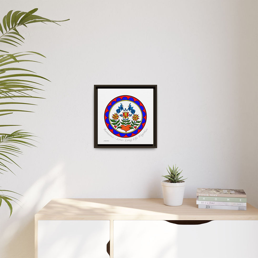 Thumbnail: Double Distilfink art framed in pinewood for love and happiness.