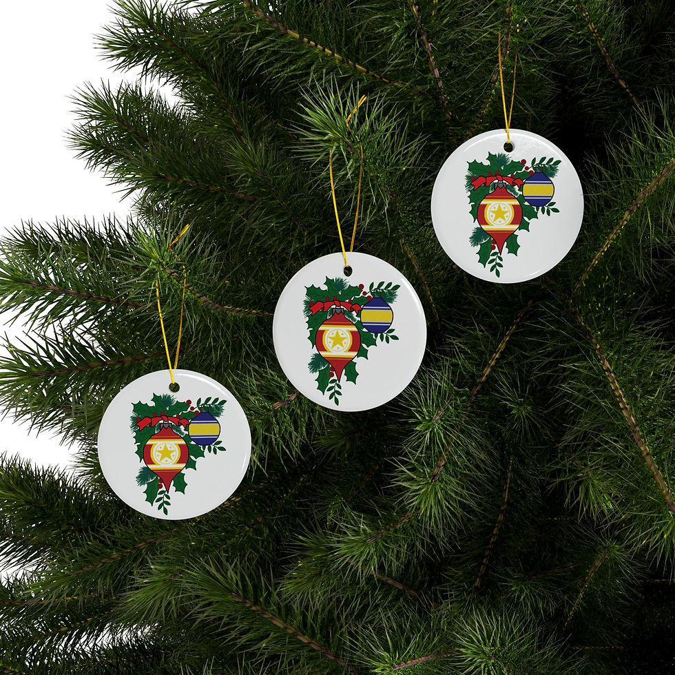 Thumbnail: Double-sided ceramic Christmas ornaments with holly