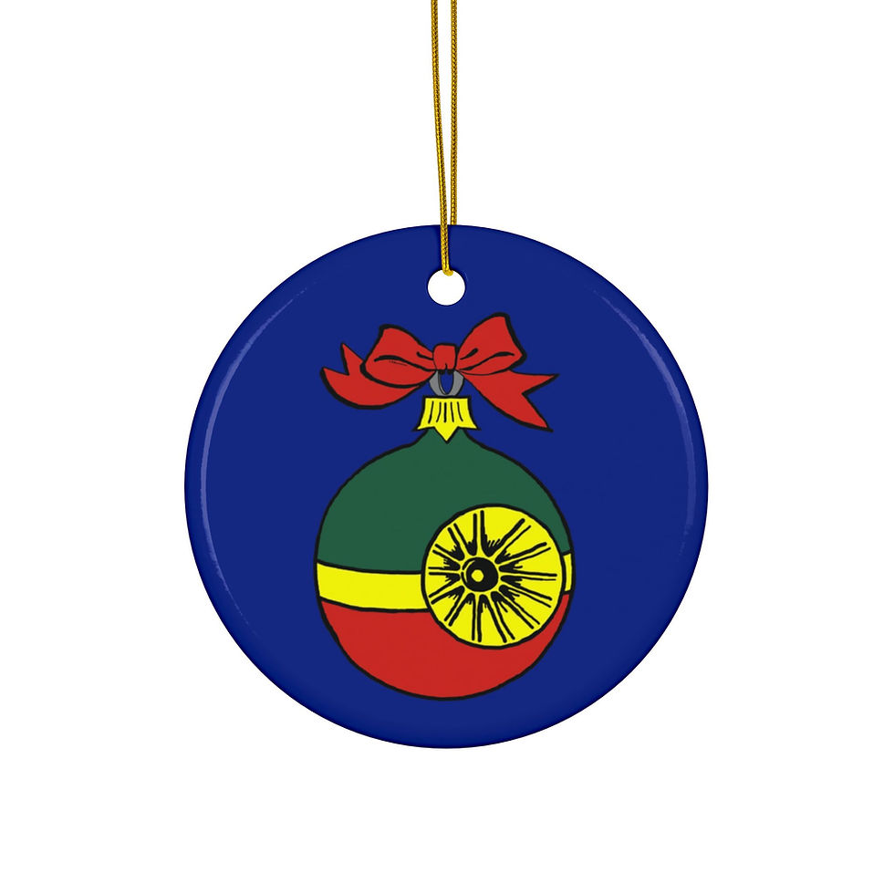 Thumbnail: Double-sided ceramic Christmas ornament, sunburst design