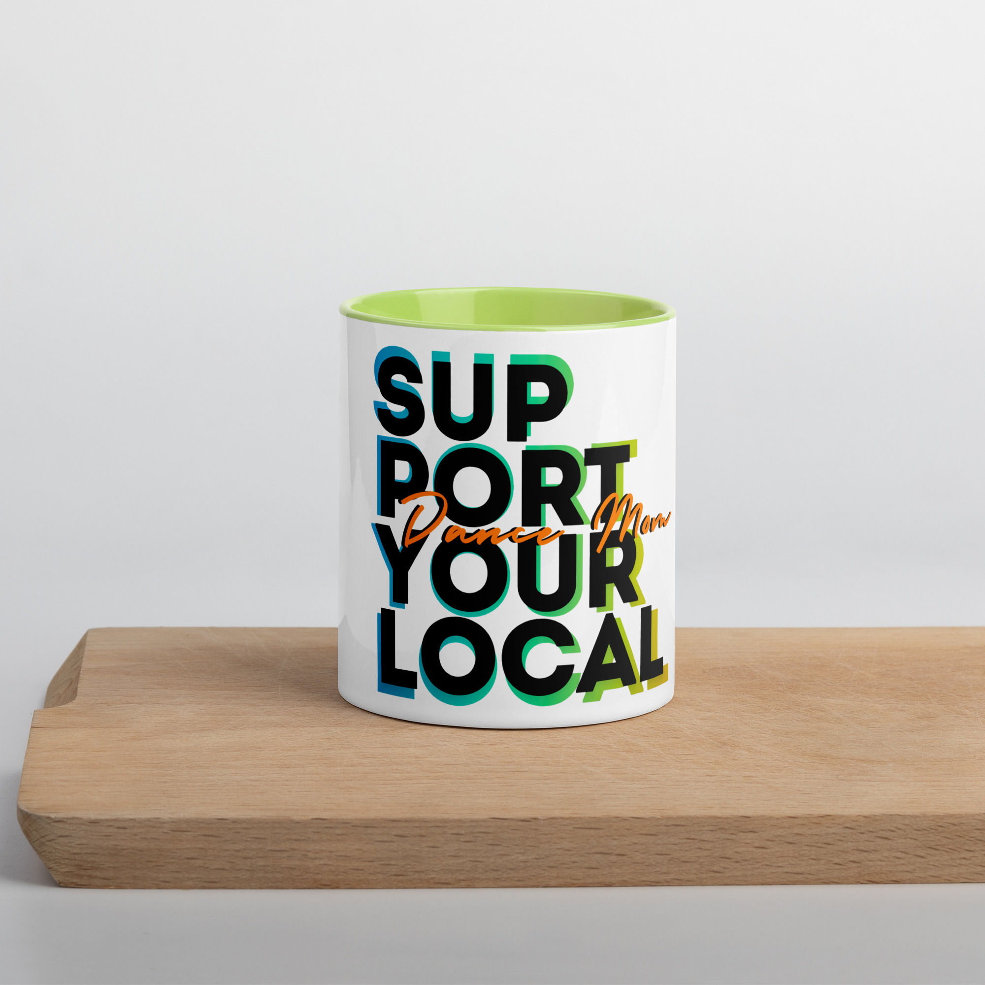 Support Local Green Mug with Color Inside