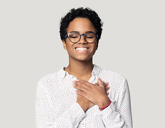 Happy african American girl in glasses i