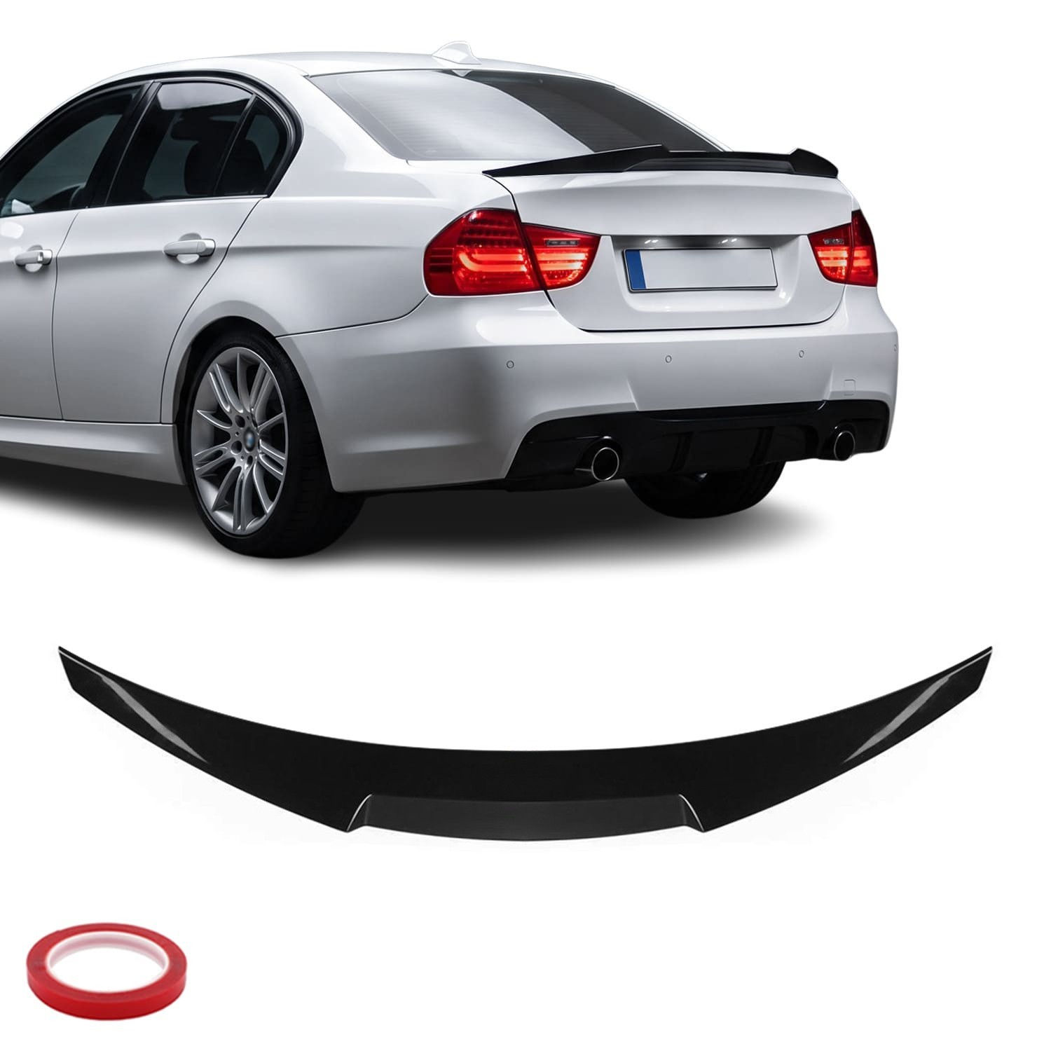 EVO M4-style Trunk Spoiler for BMW E90 (05-11), glossy black