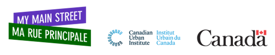 My Main Street logo Canadian Urban Institute logo  Government of Canada wordmark 
