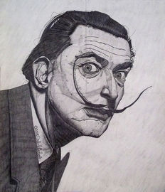 "Hey! It's Me! Salvador DALÍ!" - Portrait of the Spanish surreal artist Salvador Dalí (1904-1989). MeaningfulLinesArt.com