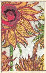 Big Sunflower - Big Sunflower drawing that I made to honor Van Gogh. He created a series of sunflower paintings. The vibrant colors and natural beauty of the sunflower was a symbol of optimism and hope, offering him solace when he felt troubled. Painting was the best remedy for his melancholy, as Vincent said, "Art is to console those who are broken by life." MeaningfulLinesArt.com