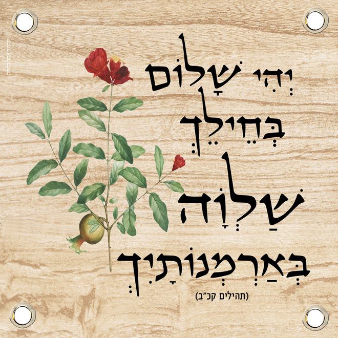 שמשונית קישוט לסוכה "יהי שלום בחיליך" 60-60 ס"מ