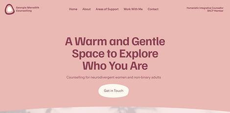 Screenshot of my counselling website homepage