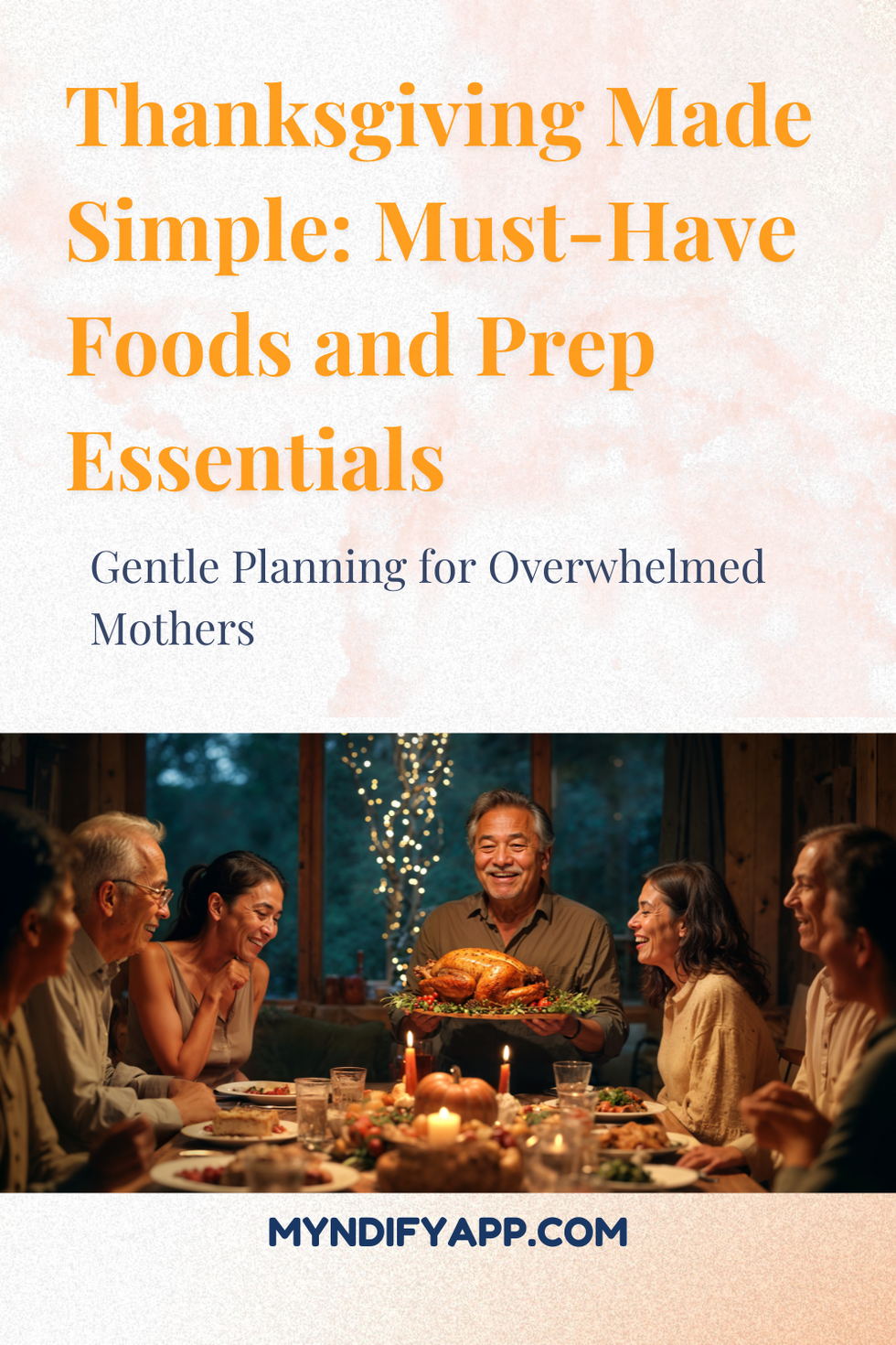 A family having a calm Thanksgiving meal