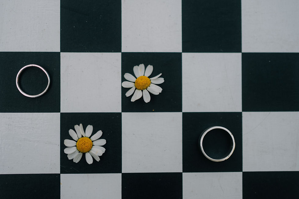 wedding rings and flowers