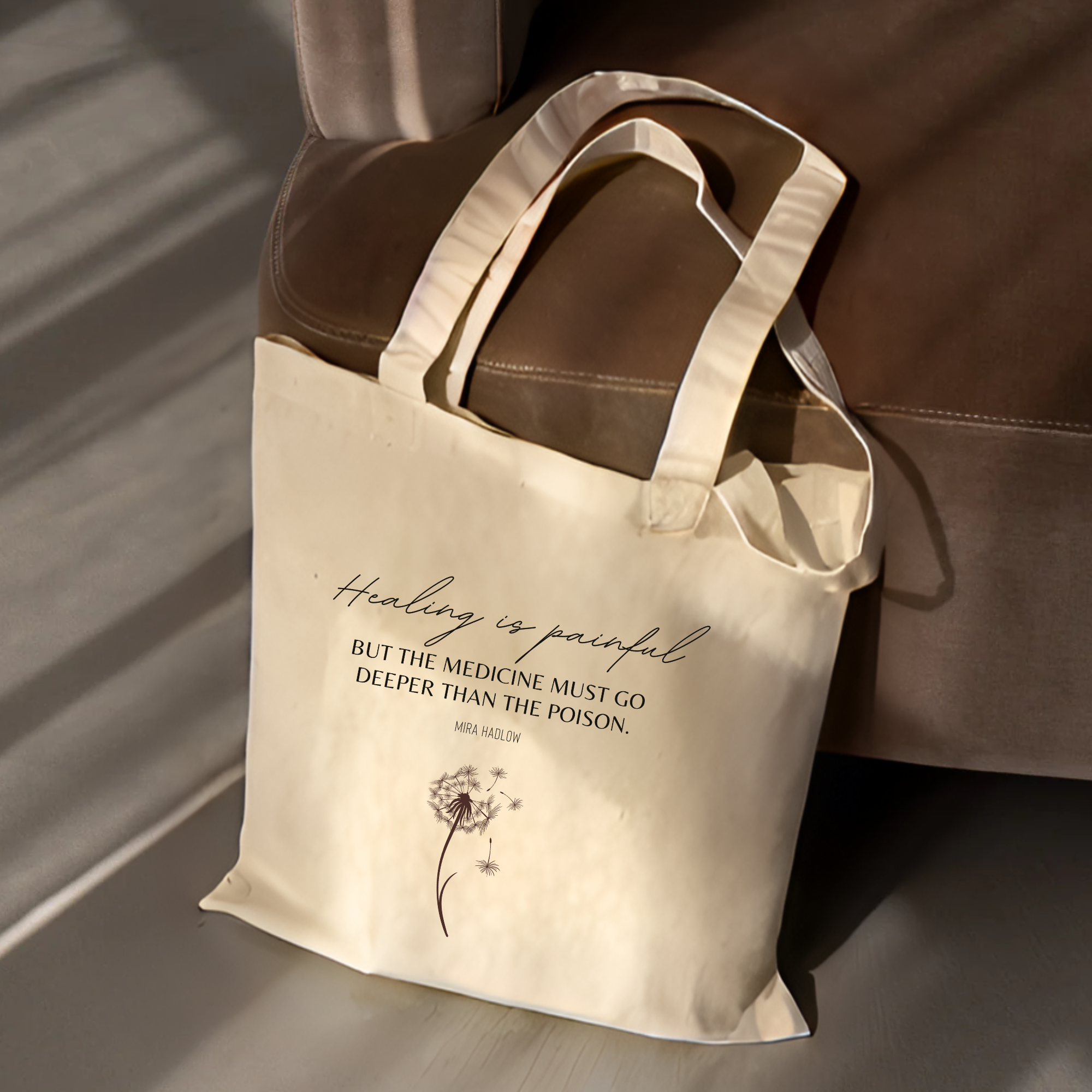 'Healing Is Painful, Inspirational Quote' EarthAware™ Organic Spring Tote Bag