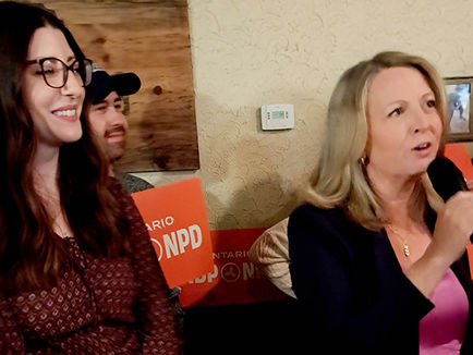 NDP leader Stiles stops in Harrow to support Mills