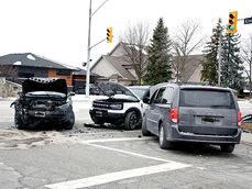 Woman in critical condition after three-vehicle crash