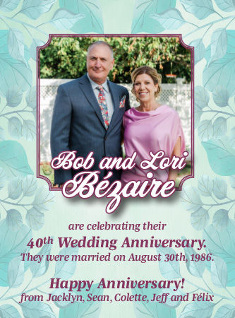 Happy AnniversaryBob & Lori Bezaire