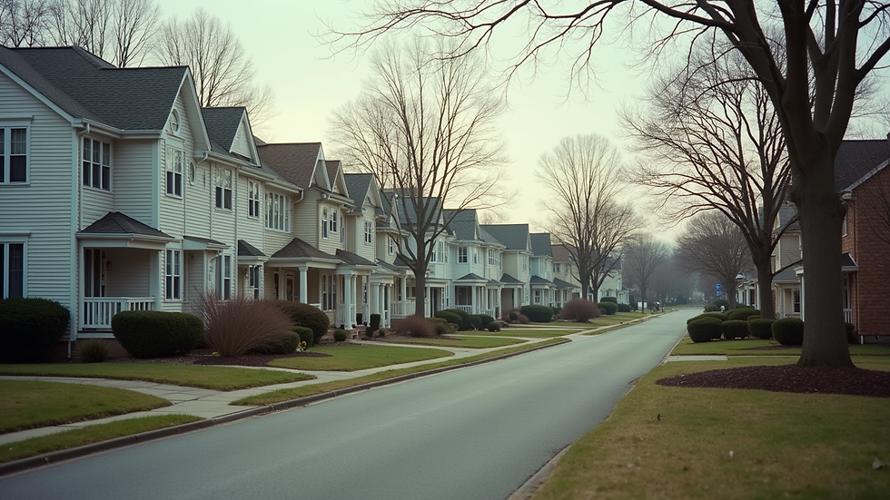 Eye-level view of a suburban Connecticut neighborhood with single-family homes