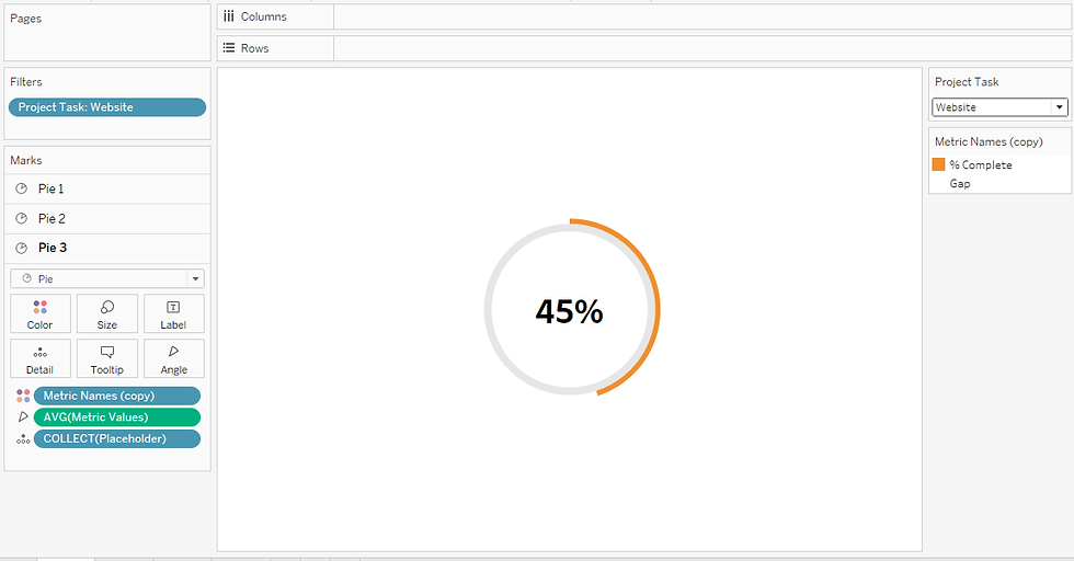 sample progress doughnut chart three