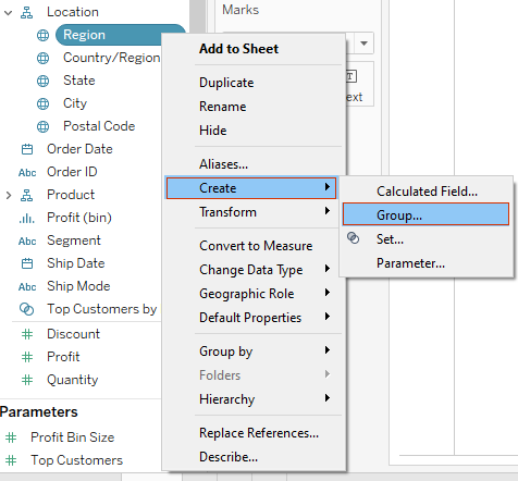 Create a group in Tableau