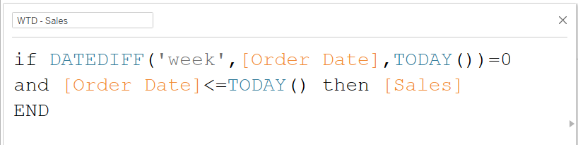 computing week to date in tableau formula