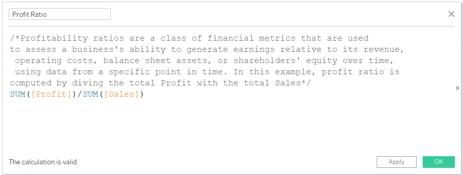 Adding multiline comments in Tableau calculations