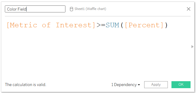 Tableau Boolean function