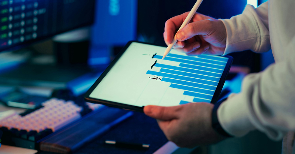 a person reviewing a report with an ipad