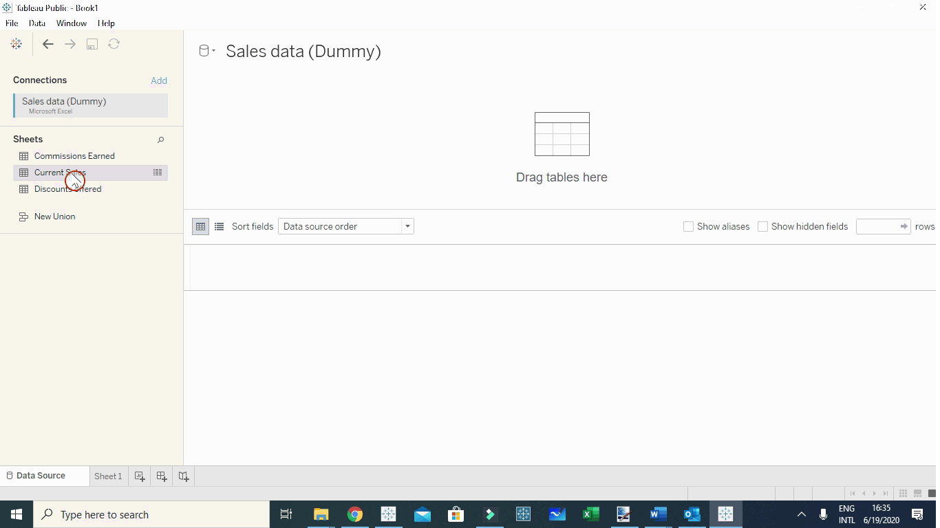 Joining tables in Tableau 2020.2
