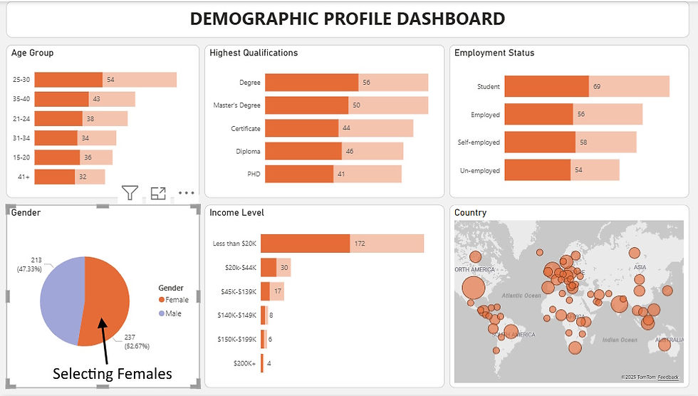 power bi dashboard showcasing highlighting actions