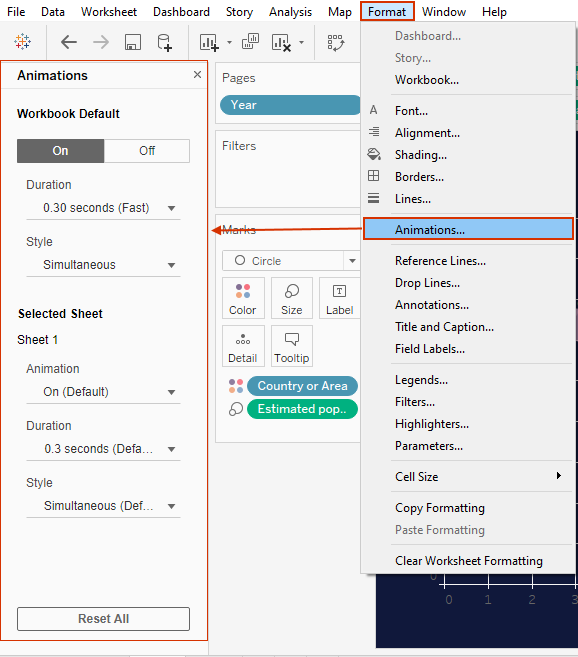 animations menu