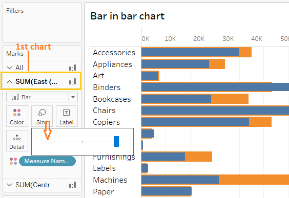 How to Build a Bar in Bar Chart in Tableau