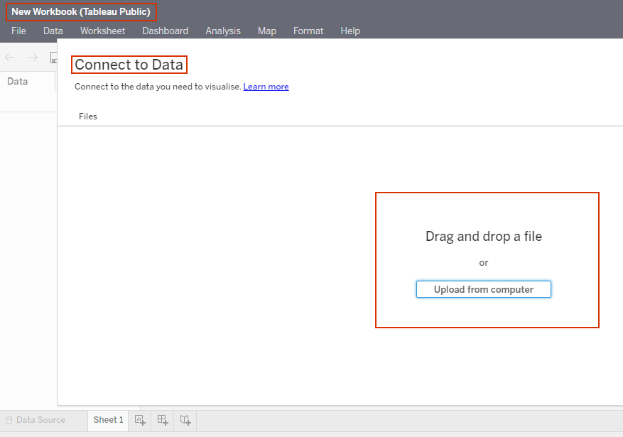 connecting data in tableau public web authoring