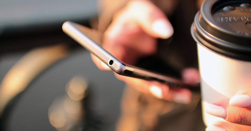 person scrolling on phone