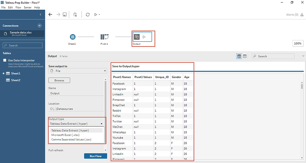 You can export data your data as a csv, excel file or a tableau data extract